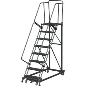 8 Step Extra Heavy Duty Steel Rolling Safety Ladder - Heavy Duty Serrated Grating - ML083221G ML083221G