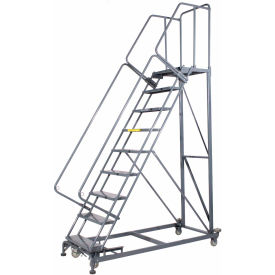 9 Step Extra Heavy Duty Steel Rolling Safety Ladder - Perforated Tread - ML093221P ML093221P