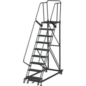 9 Step Extra Heavy Duty Steel Rolling Safety Ladder - Expanded Metal Tread - ML093221X ML093221X