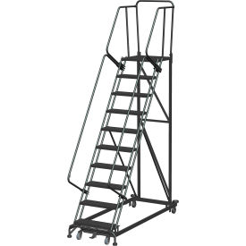 10 Step Extra Heavy Duty Steel Rolling Safety Ladder - Perforated Tread - ML103221P ML103221P