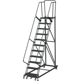 11 Step Extra Heavy Duty Steel Rolling Safety Ladder - Perforated Tread - ML113221P ML113221P