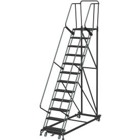 12 Step Extra Heavy Duty Steel Rolling Safety Ladder - Heavy Duty Serrated Grating - ML123221G ML123221G