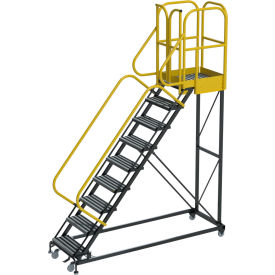 Ballymore ProLine 9 Step Extra Heavy Duty Rolling Safety Ladder Serrated 1000 lb. Capacity PL093228G