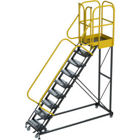 Ballymore ProLine 9 Step Extra Heavy Duty Rolling Safety Ladder Perforated 1000 lb. Capacity PL093228P