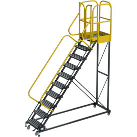 Ballymore ProLine 10 Step Extra Heavy Duty Rolling Safety Ladder Serrated 1000 lb. Capacity PL103228G