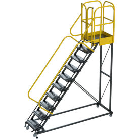 Ballymore ProLine 10 Step Extra Heavy Duty Rolling Safety Ladder Perforated 1000 lb. Capacity PL103228P