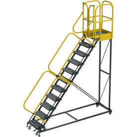 Ballymore ProLine 11 Step Extra Heavy Duty Rolling Safety Ladder Serrated 1000 lb. Capacity PL113228G