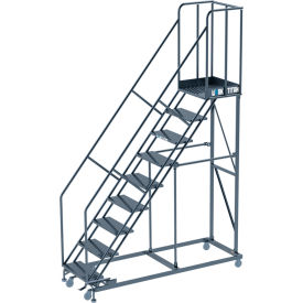 Ballymore Work Titan 9 Step Heavy Duty Rolling Ladder Perforated 800 lb. Capacity WT-LA093221P