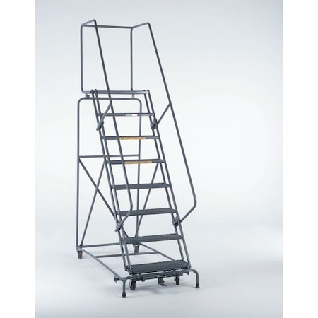 113 in H Steel Rolling Ladder, 8 Steps, 450 lb Load Capacity MPN:083214G