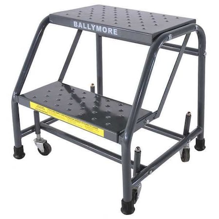 19 in H Steel Rolling Ladder, 2 Steps, 450 lb Load Capacity MPN:218P