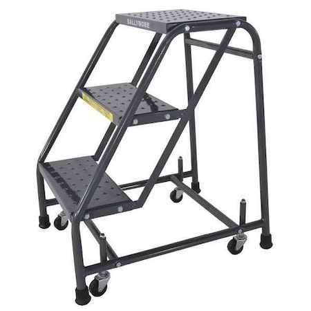 28 1/2 in H Steel Rolling Ladder, 3 Steps, 450 lb Load Capacity MPN:318P