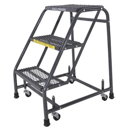 28 1/2 in H Steel Rolling Ladder, 3 Steps, 450 lb Load Capacity MPN:318X