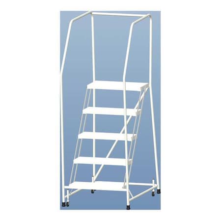 77 1/2 in H Aluminum Rolling Ladder, 5 Steps, 350 lb Load Capacity MPN:A5SH30