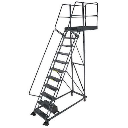 152 in H Steel Cantilever Rolling Ladder, 11 Steps, 300 lb Load Capacity MPN:CL-11-35-P