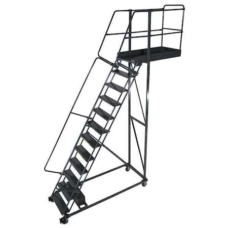 162 in H Steel Cantilever Rolling Ladder, 12 Steps, 300 lb Load Capacity MPN:CL-12-14-P