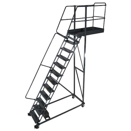 172 in H Steel Cantilever Rolling Ladder, 13 Steps, 300 lb Load Capacity MPN:CL-13-42-P