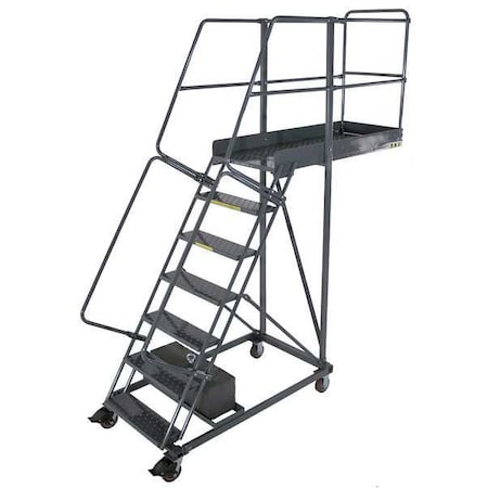 102 in H Steel Cantilever Rolling Ladder, 6 Steps, 300 lb Load Capacity MPN:CL-6-35-P