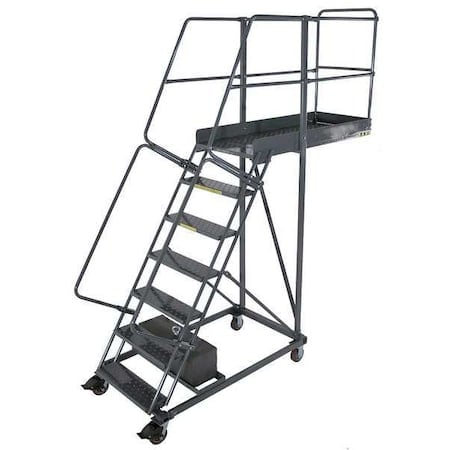 112 in H Steel Cantilever Rolling Ladder, 7 Steps, 300 lb Load Capacity MPN:CL-7-28-P