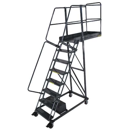 122 in H Steel Cantilever Rolling Ladder, 8 Steps, 300 lb Load Capacity MPN:CL-8-35-P