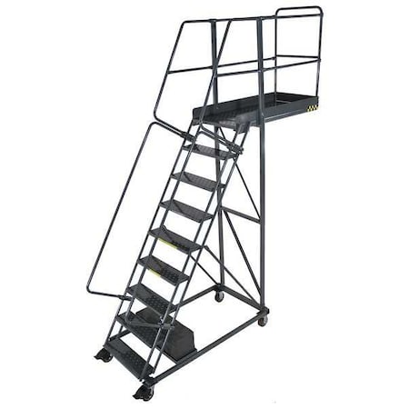 132 in H Steel Cantilever Rolling Ladder, 9 Steps, 300 lb Load Capacity MPN:CL-9-14-P