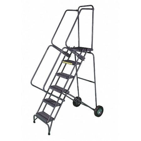 133 in H Steel Folding Rolling Ladder, 10 Steps, 350 lb Load Capacity MPN:FAWL-10-P
