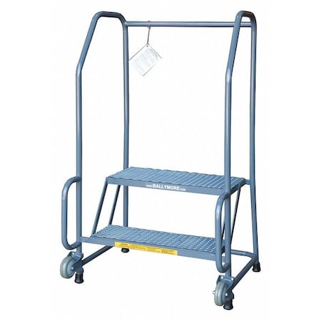 4.1 ft H Steel Rolling Ladder, 2 Steps, 450 lb Load Capacity MPN:H226TRX-AW