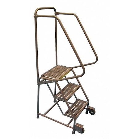 58 1/2 in H Steel Tilt and Roll Ladder, 3 Steps, 450 lb Load Capacity MPN:H318TRG-AW