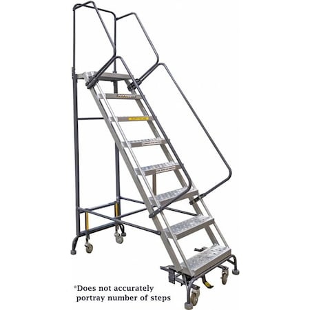 8.8 ft H Aluminum Rolling Ladder, 7 Steps, 450 lb Load Capacity MPN:HY-LA-072414P
