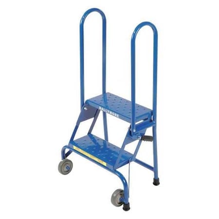 41 in H Steel Folding Rolling Ladder, 2 Steps, 350 lb Load Capacity MPN:LS2247