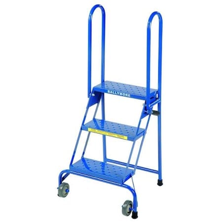 50 1/2 in H Steel Folding Rolling Ladder, 3 Steps, 350 lb Load Capacity MPN:LS3247