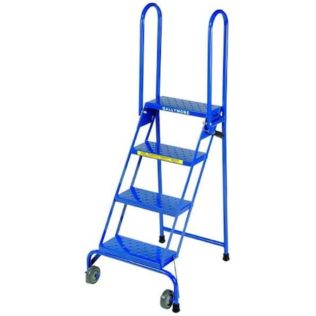 60 in H Steel Folding Rolling Ladder, 4 Steps, 350 lb Load Capacity MPN:LS4247