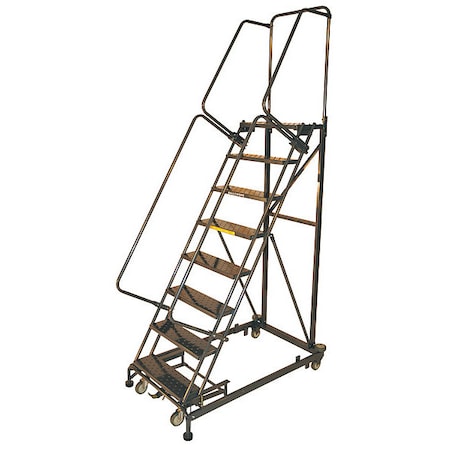 113 in H Steel Rolling Ladder, 8 Steps, 800 lb Load Capacity MPN:ML083214P
