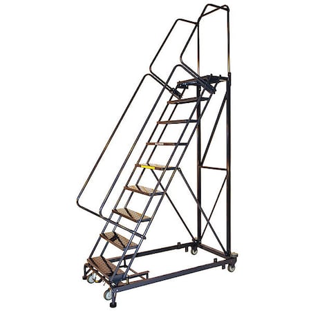 123 in H Steel Rolling Ladder, 9 Steps, 800 lb Load Capacity MPN:ML093214P