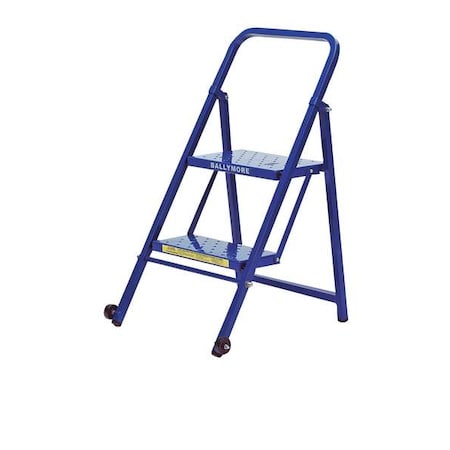 36 in H Steel Folding Rolling Ladder, 2 Steps, 300 lb Load Capacity MPN:TL218