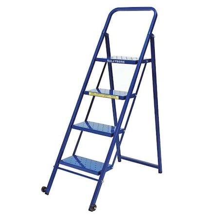 56 in H Steel Folding Rolling Ladder, 4 Steps, 300 lb Load Capacity MPN:TL418