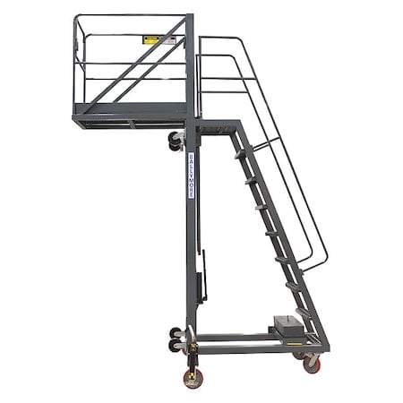 180 in H Steel Cantilever Rolling Ladder, 11 Steps, 300 lb Load Capacity MPN:TT-1115
