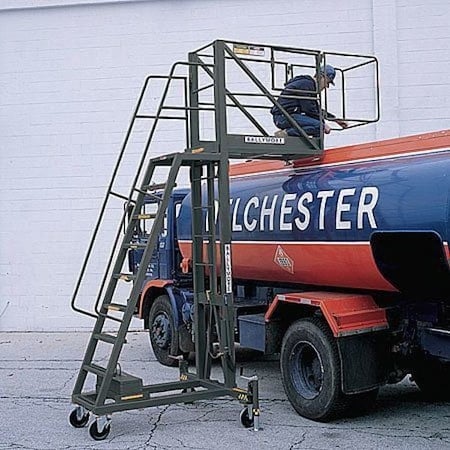155 in H Steel Cantilever Rolling Ladder, 9 Steps, 300 lb Load Capacity MPN:TT-913F