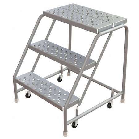 2.5 ft H Aluminum Rolling Ladder, 3 Steps, 350 lb Load Capacity MPN:WLAR003246