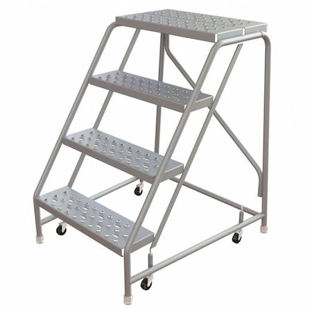 3.3 ft H Aluminum Rolling Ladder, 4 Steps, 350 lb Load Capacity MPN:WLAR004246