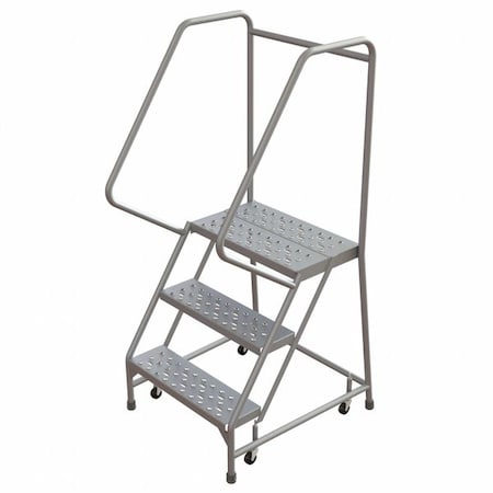 5.2 ft H Aluminum Rolling Ladder, 3 Steps, 350 lb Load Capacity MPN:WLAR103246