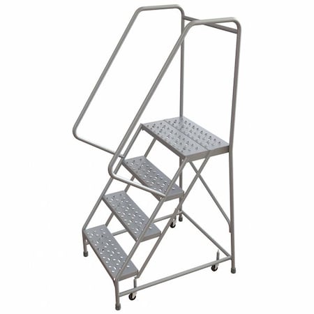 6 ft H Aluminum Rolling Ladder, 4 Steps, 350 lb Load Capacity MPN:WLAR104246