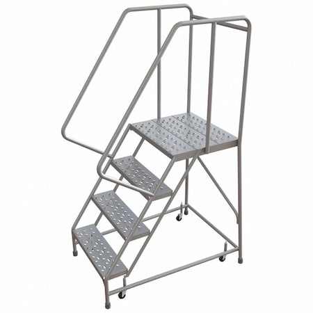 6 ft H Aluminum Rolling Ladder, 4 Steps, 350 lb Load Capacity MPN:WLAR104246-D4