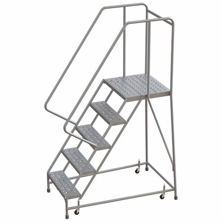 6.8 ft H Aluminum Rolling Ladder, 5 Steps, 350 lb Load Capacity MPN:WLAR105246-D4
