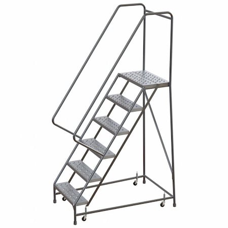 7.7 ft H Aluminum Rolling Ladder, 6 Steps, 350 lb Load Capacity MPN:WLAR106246