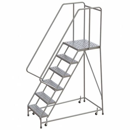 7.7 ft H Aluminum Rolling Ladder, 6 Steps, 350 lb Load Capacity MPN:WLAR106246-D4