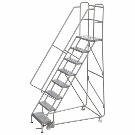 9.3 ft H Aluminum Rolling Ladder, 8 Steps, 350 lb Load Capacity MPN:WLAR108246