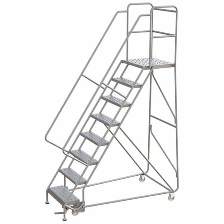 9.3 ft H Aluminum Rolling Ladder, 8 Steps, 350 lb Load Capacity MPN:WLAR108246-D4