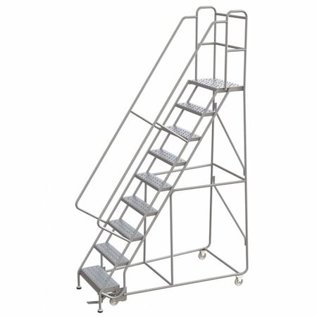 10.2 ft H Aluminum Rolling Ladder, 9 Steps, 350 lb Load Capacity MPN:WLAR109246