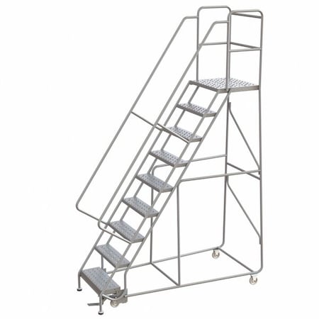 10.2 ft H Aluminum Rolling Ladder, 9 Steps, 350 lb Load Capacity MPN:WLAR109246-D4