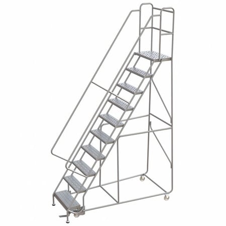 11 ft H Aluminum Rolling Ladder, 10 Steps, 350 lb Load Capacity MPN:WLAR110246